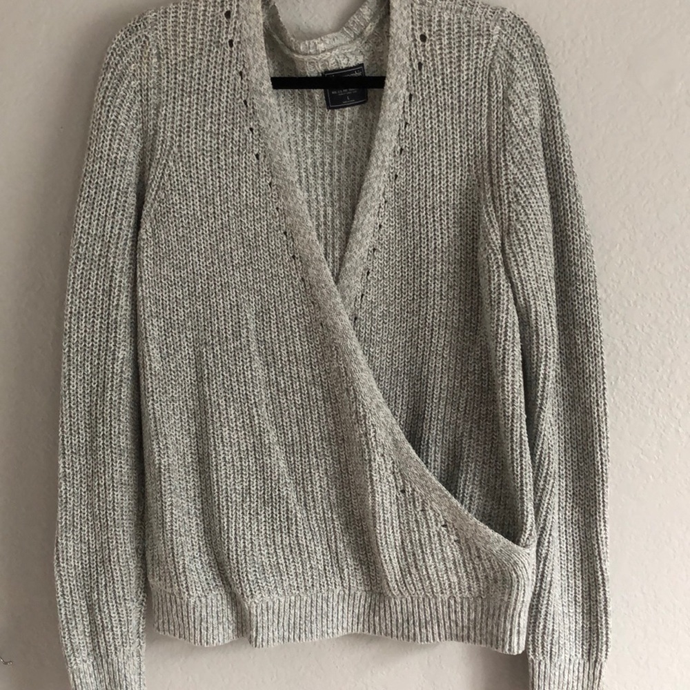 Grey wrap sweater